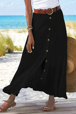 Frieda High-Waist Button-Front Maxi Skirt