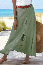 Frieda High-Waist Button-Front Maxi Skirt