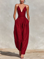 Clara High-Waist Wide-Leg Linen Jumpsuit