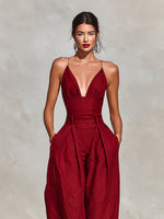 Clara High-Waist Wide-Leg Linen Jumpsuit