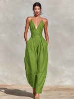 Clara High-Waist Wide-Leg Linen Jumpsuit