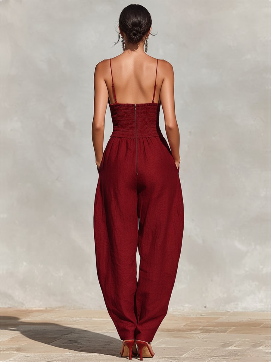Clara High-Waist Wide-Leg Linen Jumpsuit
