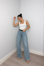 Charlotte High-Waist Straight-Leg Glitter Jeans