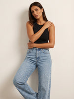Charlotte High-Waist Straight-Leg Glitter Jeans