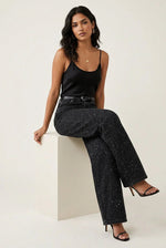 Charlotte High-Waist Straight-Leg Glitter Jeans