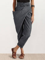 Nora High-Waist Wrap Pants with Cropped Tapered Leg