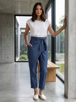 Nora High-Waist Wrap Pants with Cropped Tapered Leg