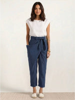 Nora High-Waist Wrap Pants with Cropped Tapered Leg