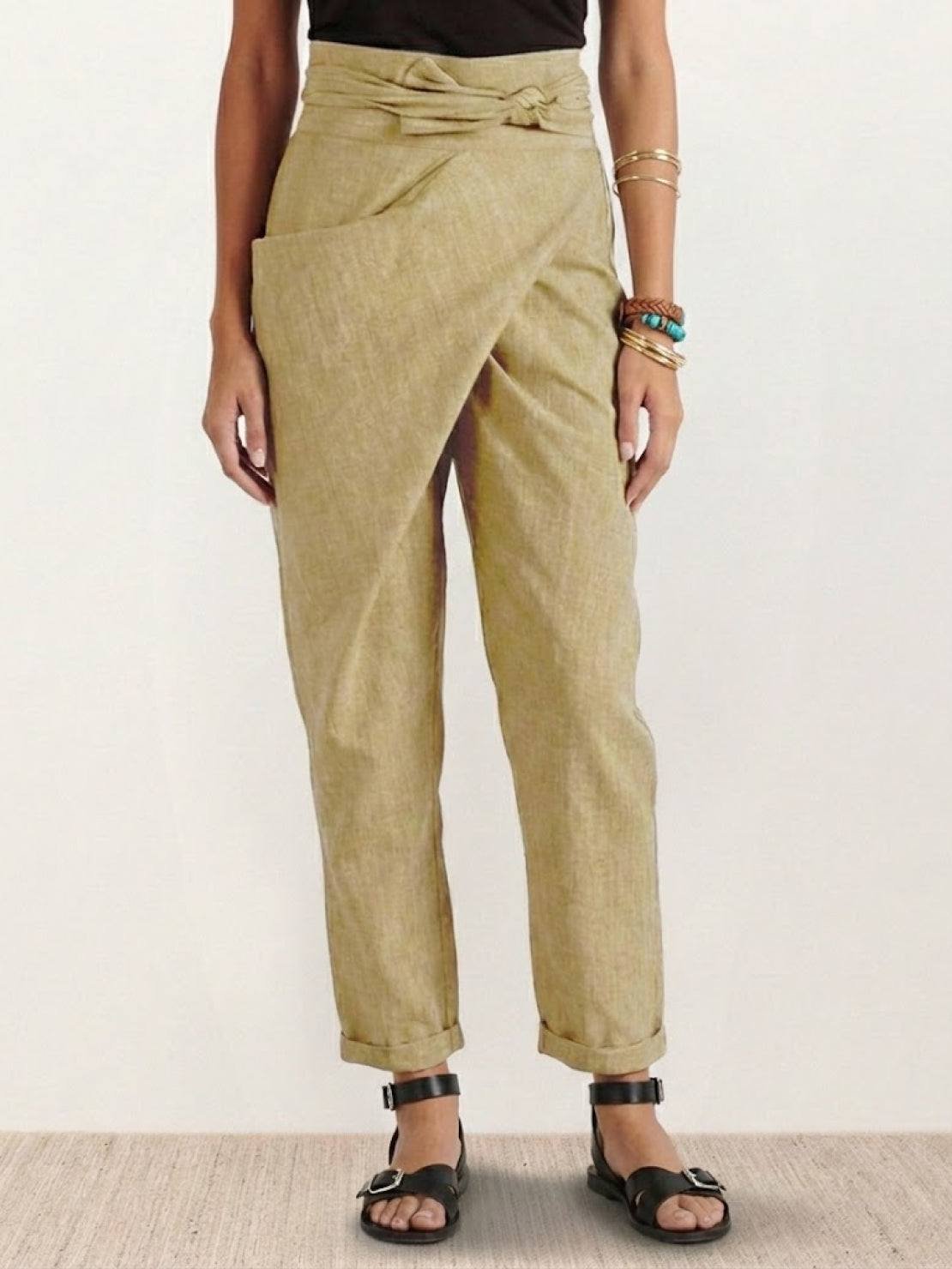 Nora High-Waist Wrap Pants with Cropped Tapered Leg