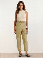 Nora High-Waist Wrap Pants with Cropped Tapered Leg