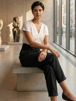 Nora High-Waist Wrap Pants with Cropped Tapered Leg