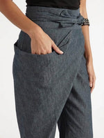 Nora High-Waist Wrap Pants with Cropped Tapered Leg