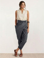 Nora High-Waist Wrap Pants with Cropped Tapered Leg