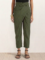 Nora High-Waist Wrap Pants with Cropped Tapered Leg