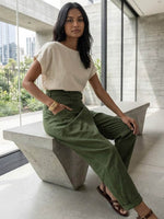 Nora High-Waist Wrap Pants with Cropped Tapered Leg