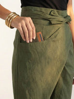 Nora High-Waist Wrap Pants with Cropped Tapered Leg