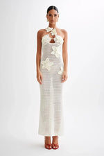 Nora Crochet Halter Backless Maxi Dress
