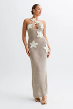 Nora Crochet Halter Backless Maxi Dress