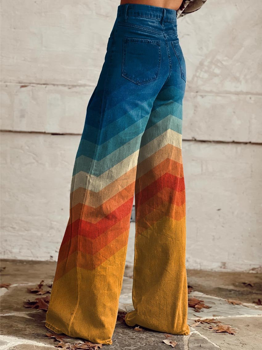 Mia High-Waist Wide-Leg Chevron Jeans