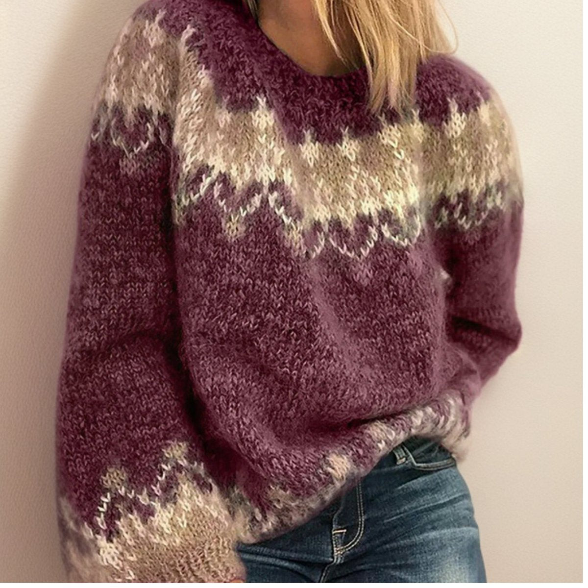 Frieda Icelandic Jacquard Knit Sweater