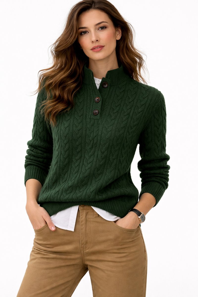 Elisabeth Cable Knit Wool-Blend Turtleneck Sweater