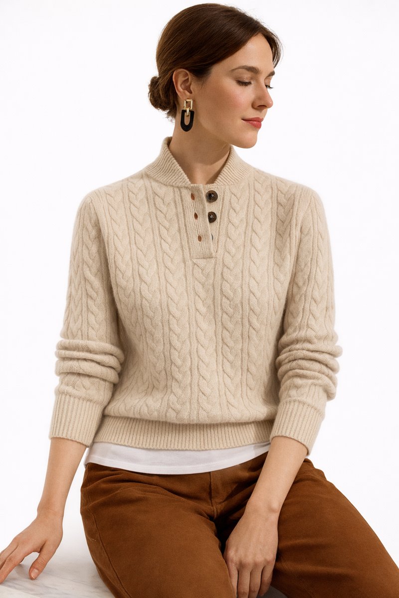 Elisabeth Cable Knit Wool-Blend Turtleneck Sweater