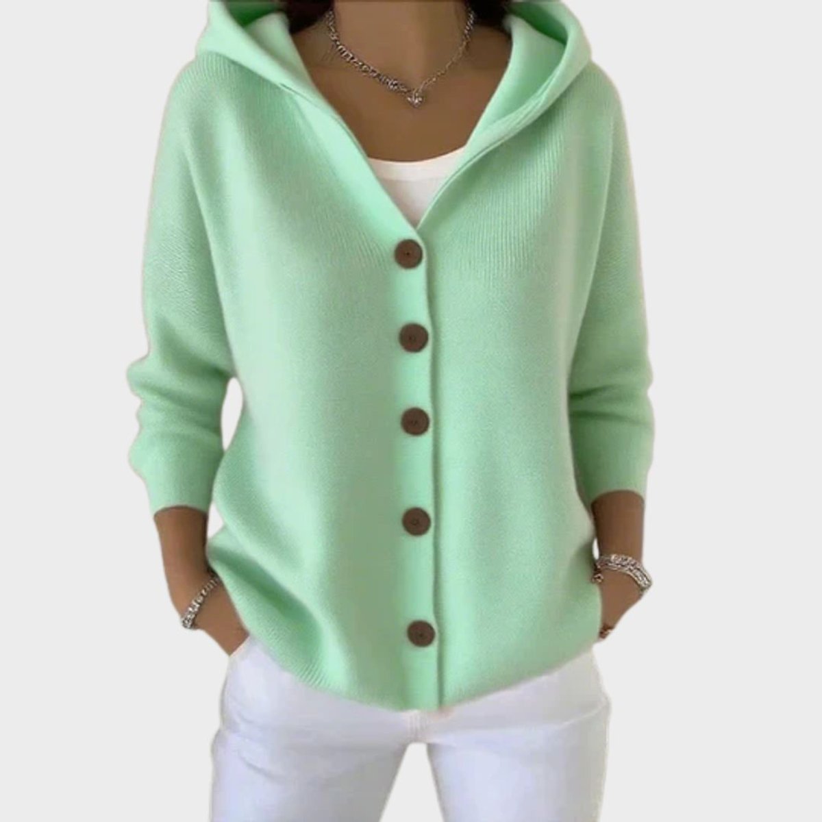 Clara Hooded Button-Front Cardigan
