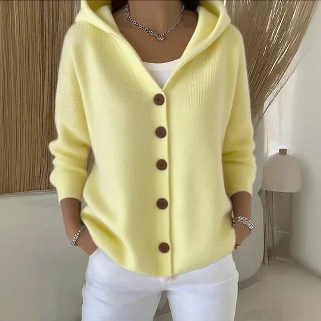 Clara Hooded Button-Front Cardigan