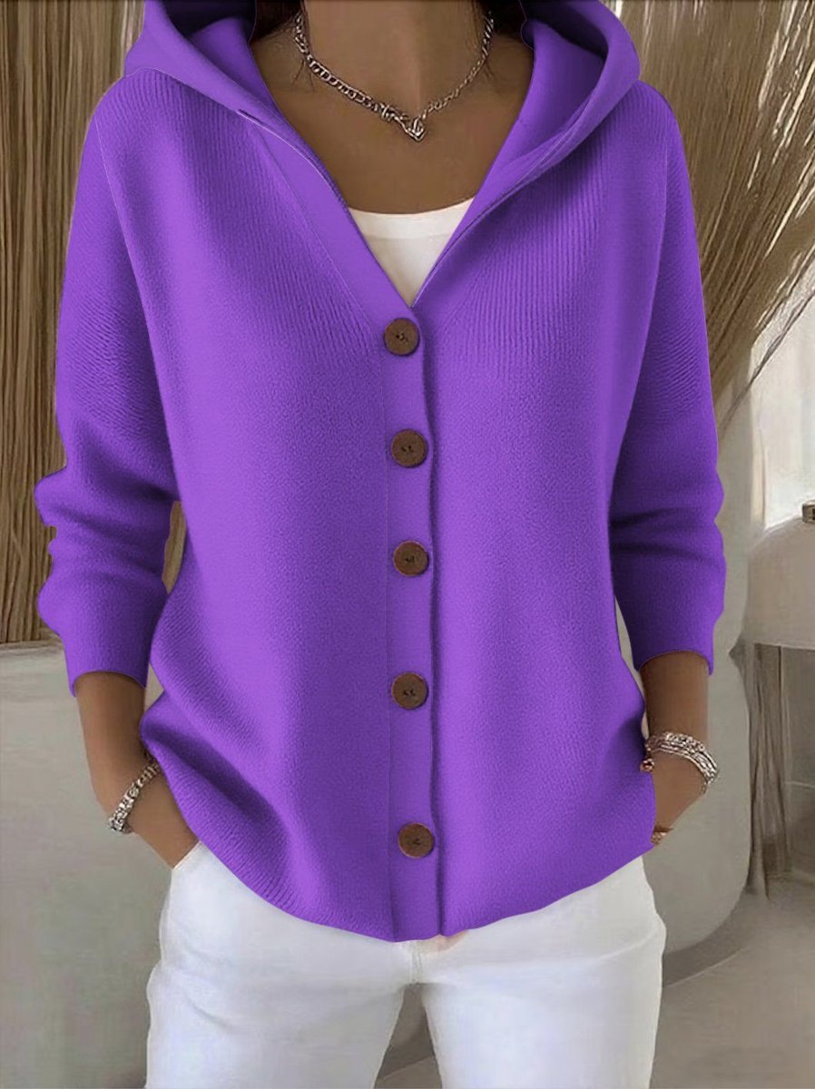 Clara Hooded Button-Front Cardigan