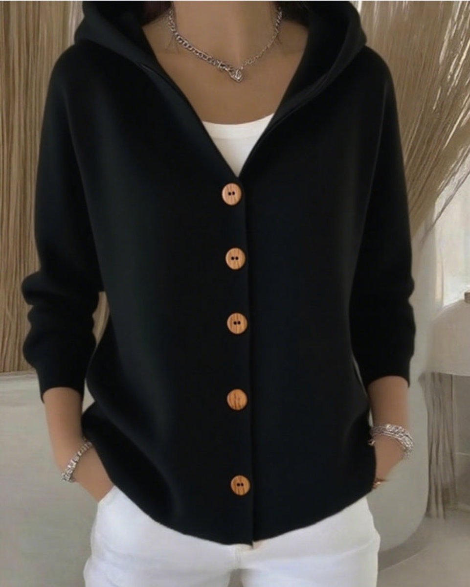Clara Hooded Button-Front Cardigan