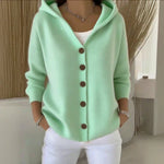 Clara Hooded Button-Front Cardigan
