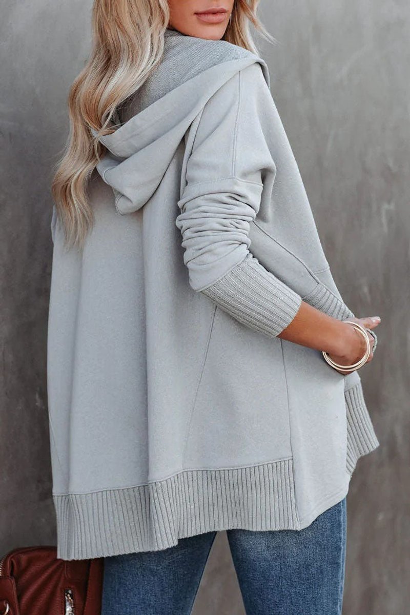 Frieda Oversized Long-Sleeve Hooded Tunic Sweatshirt