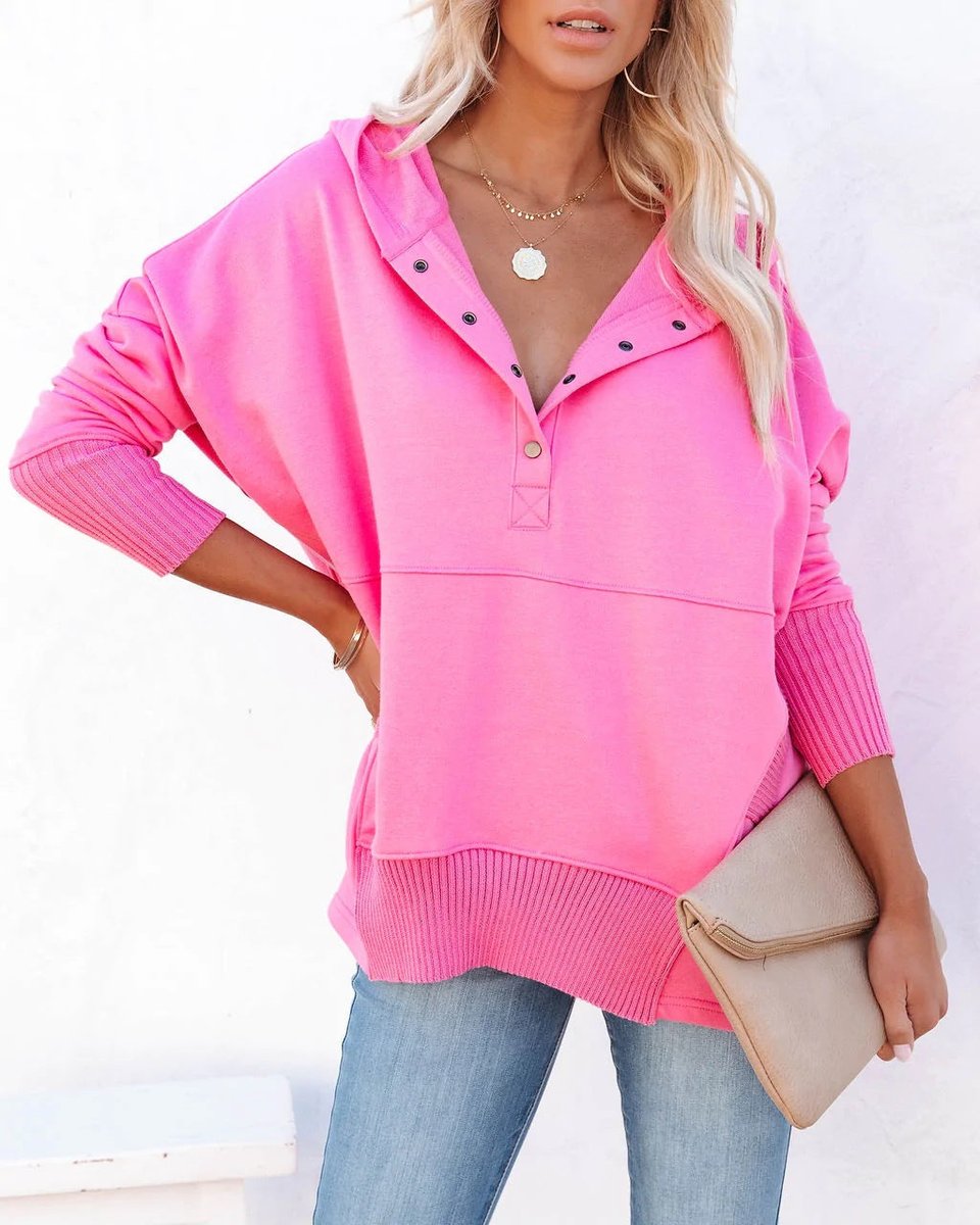 Frieda Oversized Long-Sleeve Hooded Tunic Sweatshirt