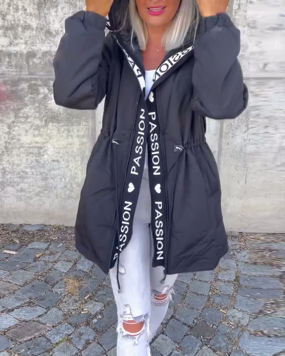Johanna Drawstring Hooded Mid-Length Coat