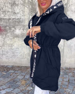 Johanna Drawstring Hooded Mid-Length Coat