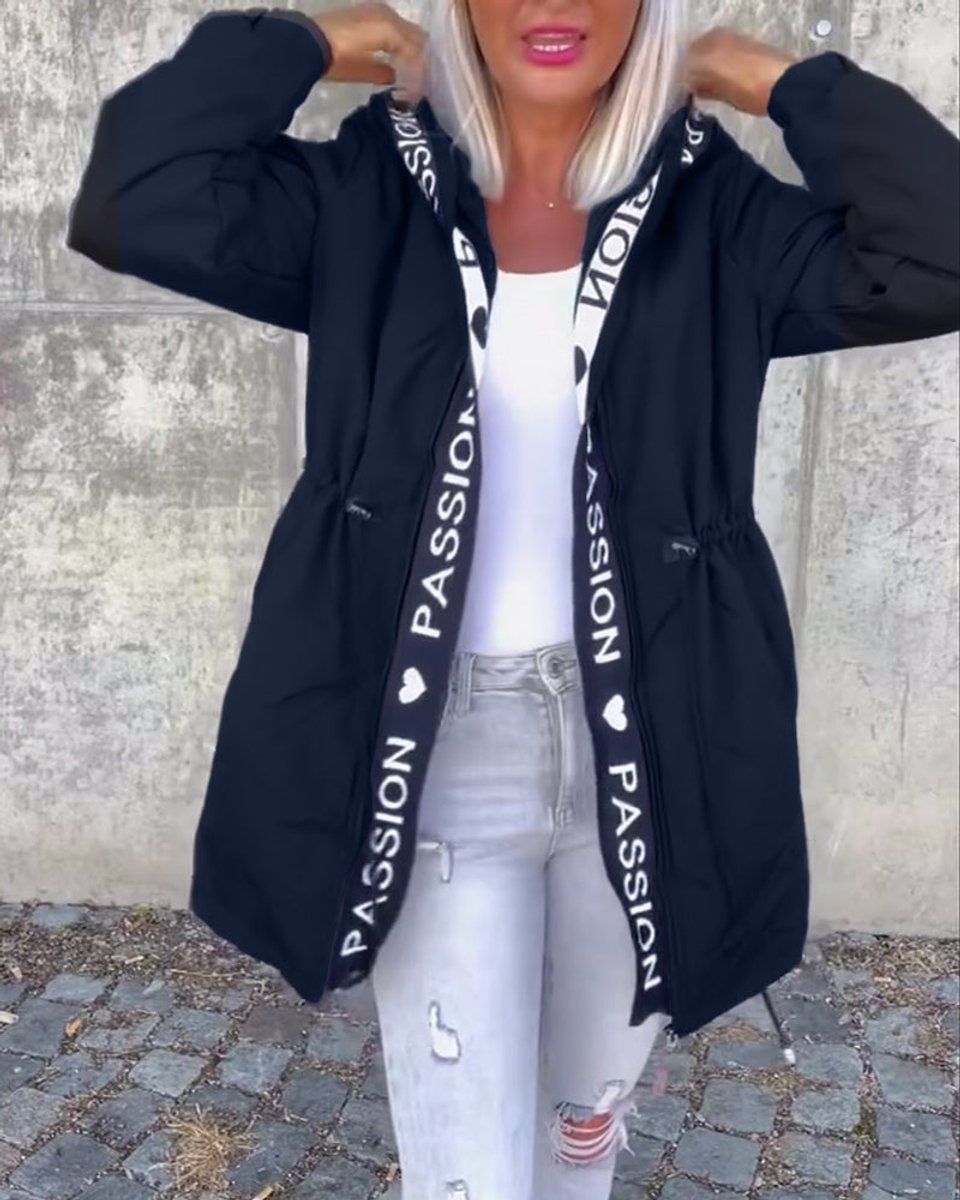 Johanna Drawstring Hooded Mid-Length Coat