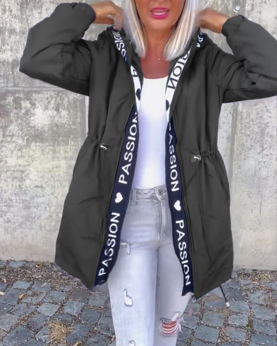 Johanna Drawstring Hooded Mid-Length Coat