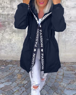 Johanna Drawstring Hooded Mid-Length Coat