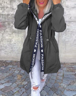 Johanna Drawstring Hooded Mid-Length Coat