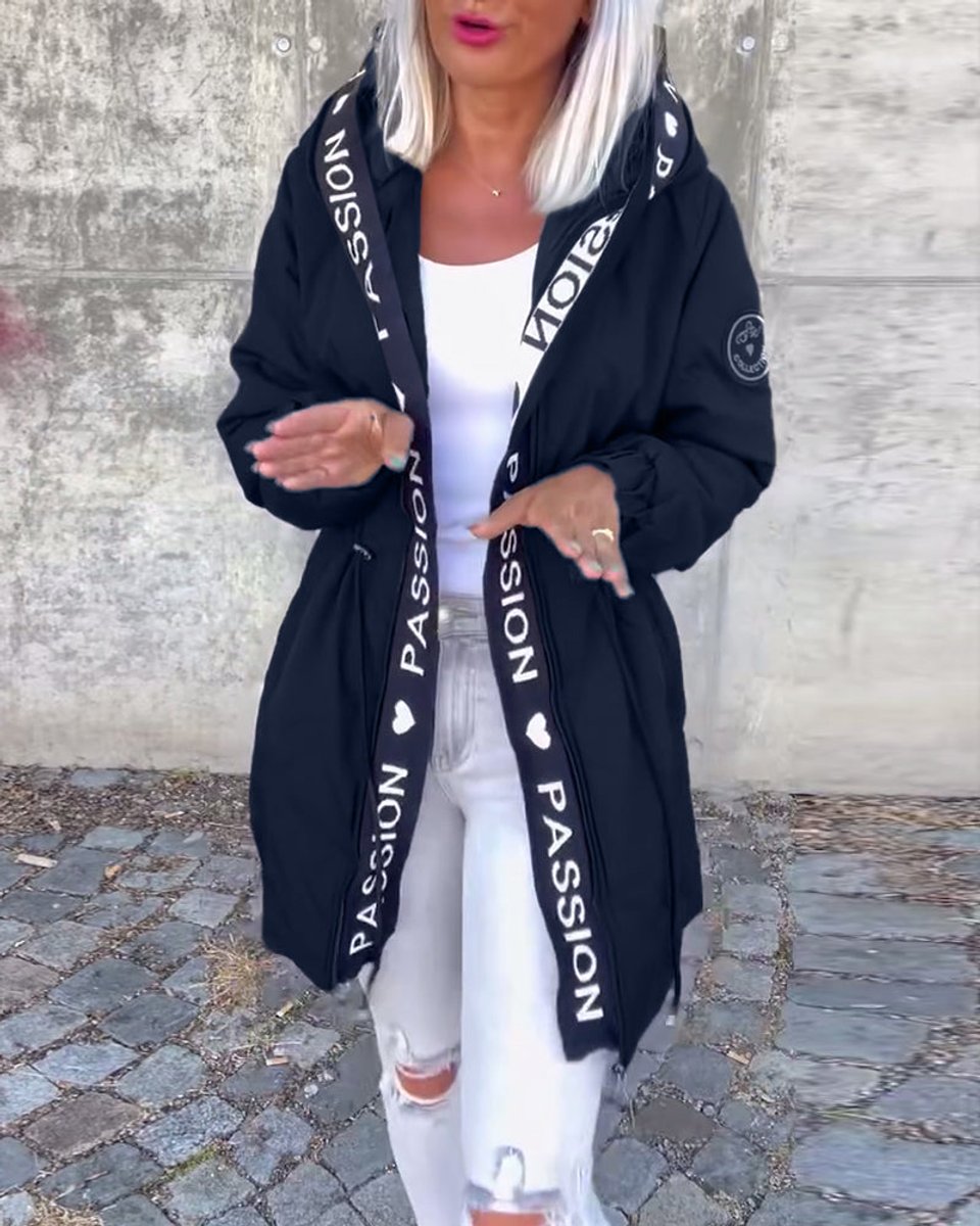 Johanna Drawstring Hooded Mid-Length Coat