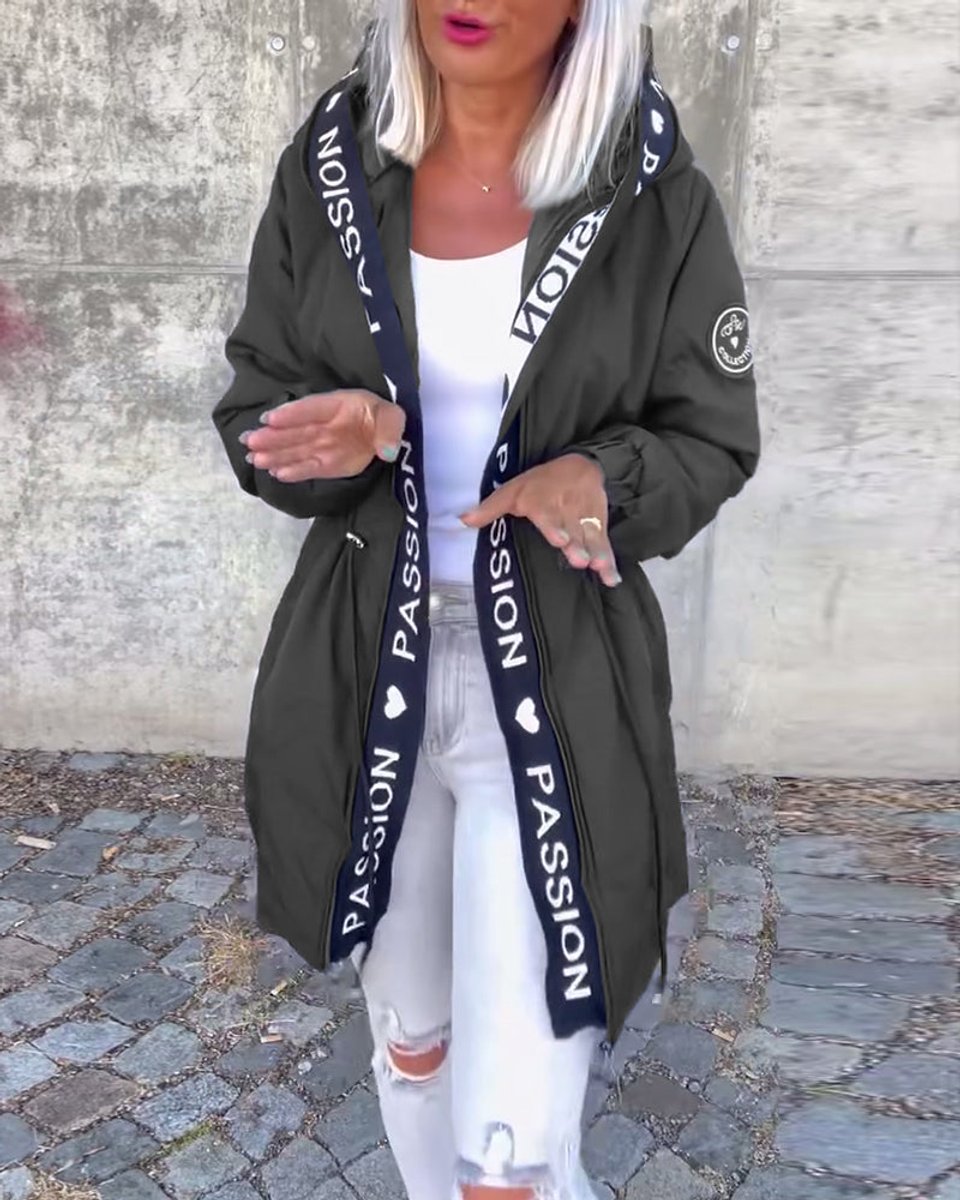 Johanna Drawstring Hooded Mid-Length Coat