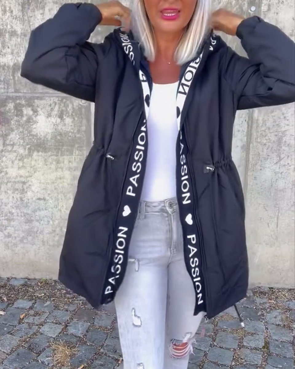 Johanna Drawstring Hooded Mid-Length Coat