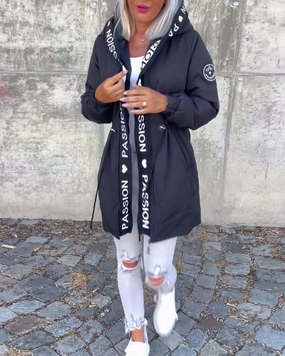 Johanna Drawstring Hooded Mid-Length Coat