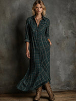 Emilia Plaid Flannel Maxi Shirt Dress