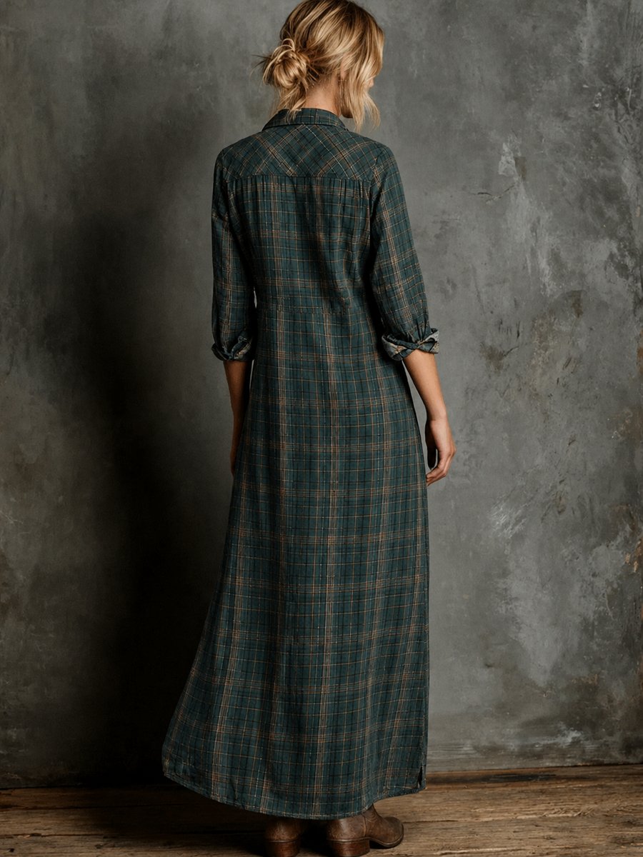 Emilia Plaid Flannel Maxi Shirt Dress