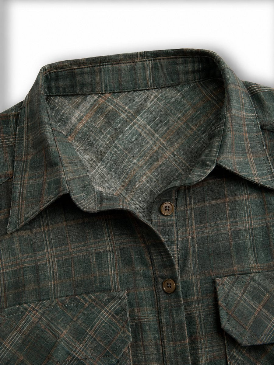 Emilia Plaid Flannel Maxi Shirt Dress