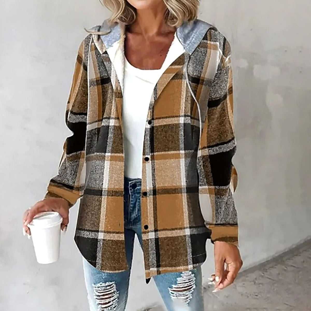 Amelie Plaid Hooded Shacket