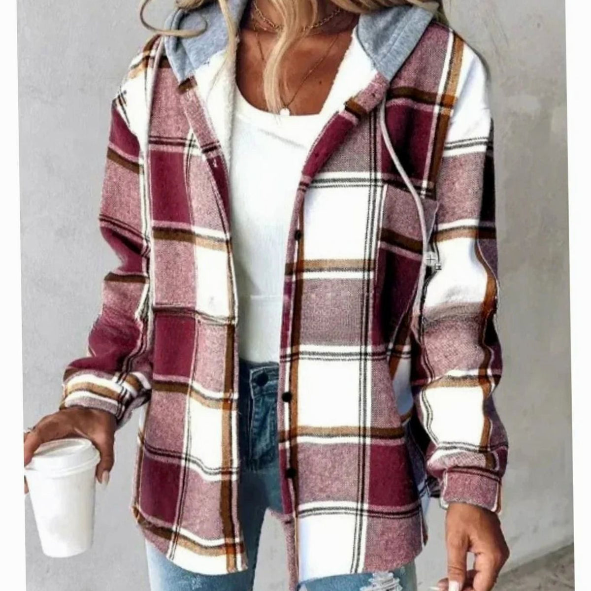 Amelie Plaid Hooded Shacket