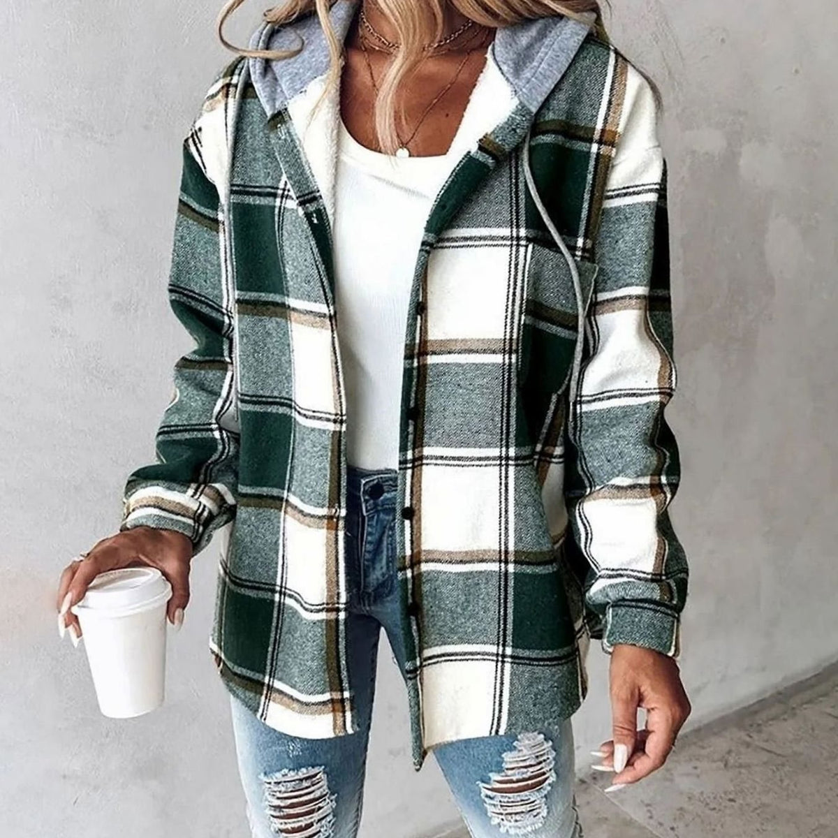 Amelie Plaid Hooded Shacket