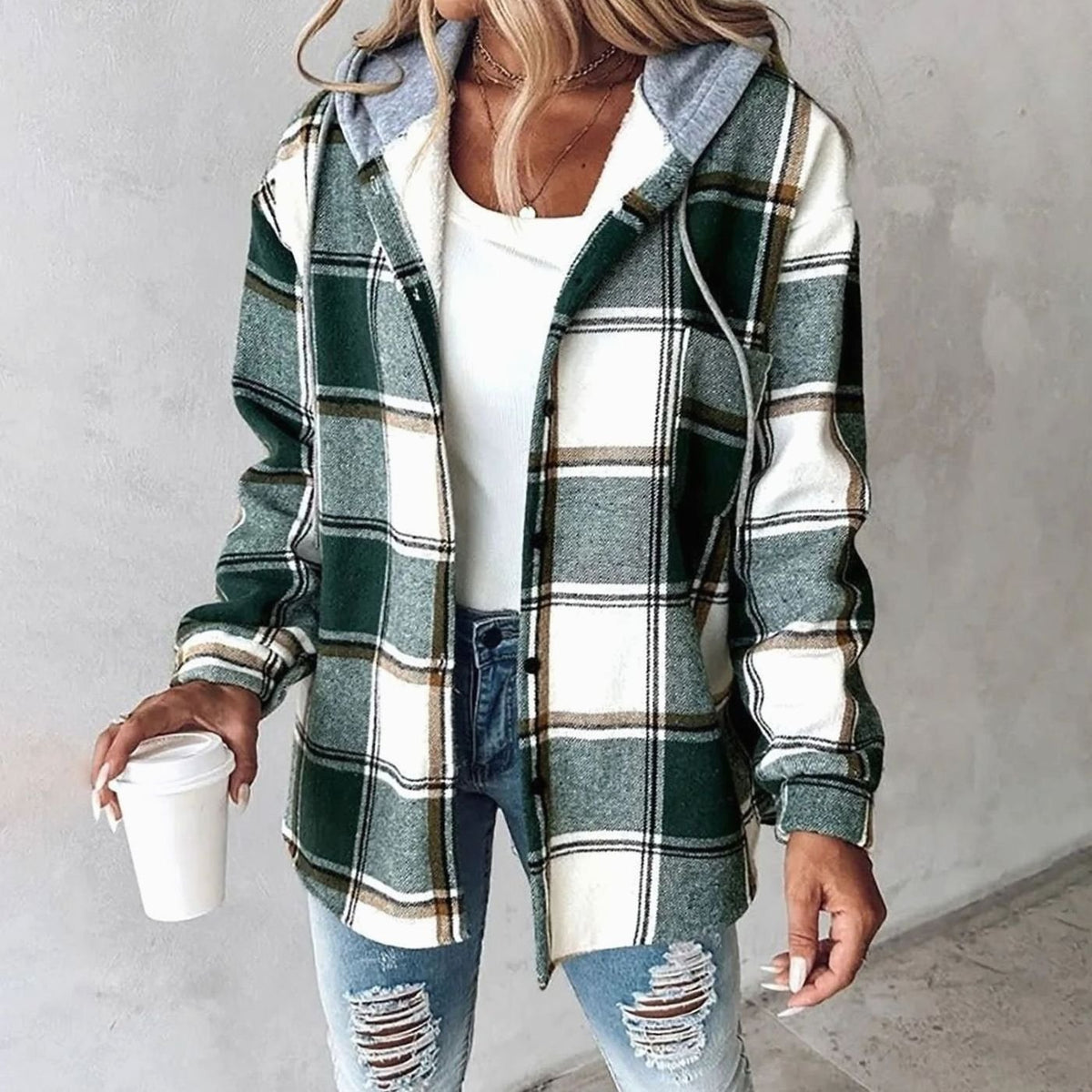 Amelie Plaid Hooded Shacket
